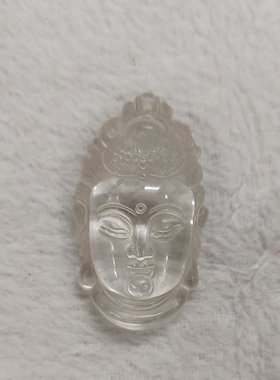 正品天然白水晶佛头吊坠释迦摩尼佛像观音头项坠大日如来