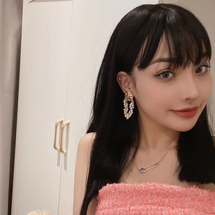 小众设计款 复古气质时髦几何流苏 耳环多层金色耳针 人儿 好看