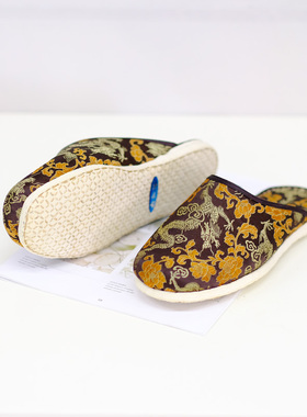 内联升布鞋男鞋春秋季手工千层底织锦拖鞋舒适家居休闲拖鞋2005C