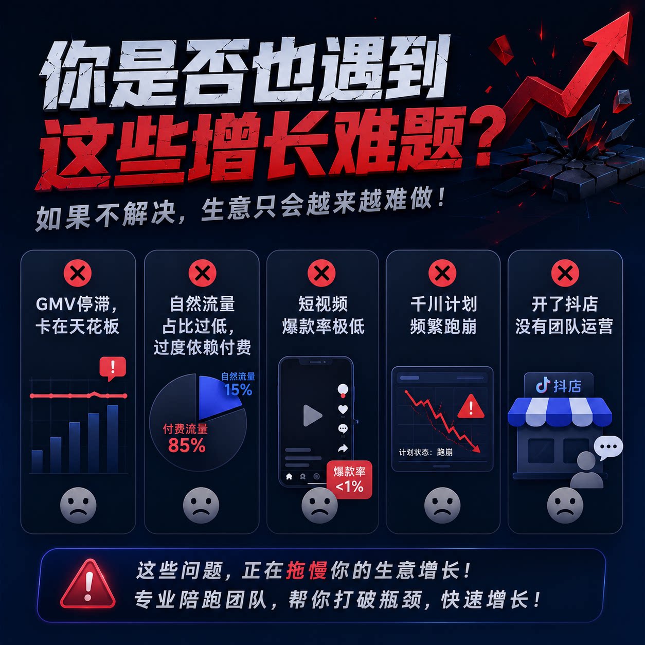 专业抖音陪跑代运营 千川代投直播间短视频抖店起号全案服务