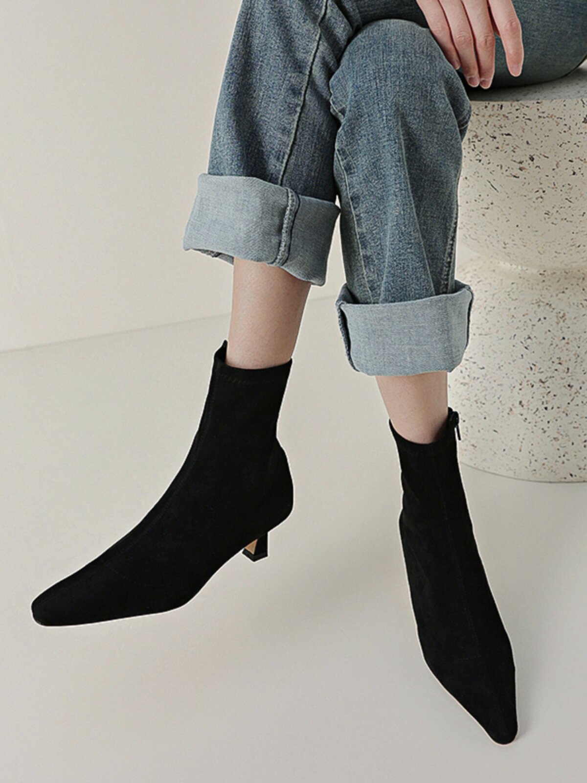 2024 AUTUMN AND WINTER NEW STILETTO POINTED TOE TEMPERAMENT BOOTS WOMENS KOREAN VERSION SIMPLE COMMUTING MID-HEEL STRETCH SKINNY BOOTS SINGLE BOOTS