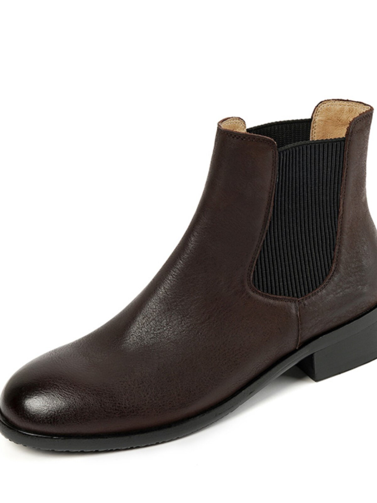2024 NEW FLAT LEATHER CHELSEA BOOTS BRITISH STYLE AUTUMN AND WINTER FLEECE RETRO PURE LEATHER BOOTIES WOMENS HIGH FEELING