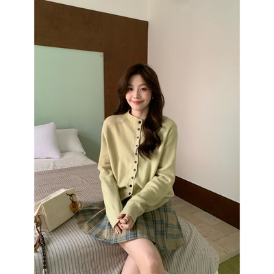 Even一雯【雪见银铃】韩系高智复古圆领多色百搭休闲套头针织毛衣