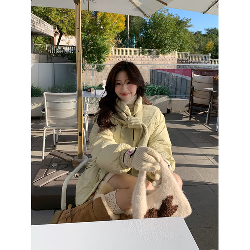 Even一雯【青提奶盖】韩系高智感腰部可抽拉90绒羽绒服带披肩