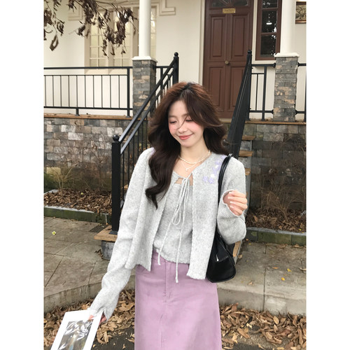 Even一雯【柏林初雪】韩系高智早秋含羊毛莱赛尔纤维开衫吊带套装