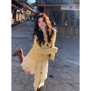 Even一雯 韩系高智白色天丝半身裙不规则温柔蕾丝短裙 轻盈之舞