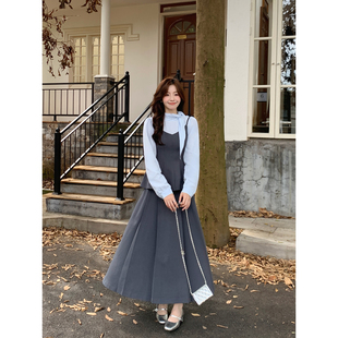 Even一雯【小雪眠】韩系高智感法式假两件吊带收腰上衣+半裙套装