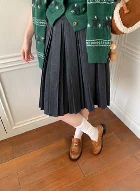 Even一雯【半岛旧事】韩系高智感秋冬温柔百搭日常好看百褶中长裙