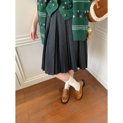 Even一雯【半岛旧事】韩系高智感秋冬温柔百搭日常好看百褶中长裙