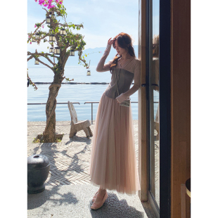 温柔网纱半身裙简约精致感长裙 韩系高智法式 Even一雯 柔纱千层