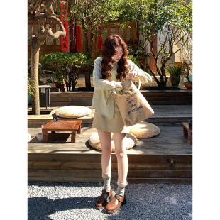 Even一雯 韩系高智纯棉半身短裙日常高腰显瘦A字短裙 晚风手记