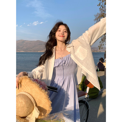 棉麻长袖衬衫女拼接蕾丝白色衬衣