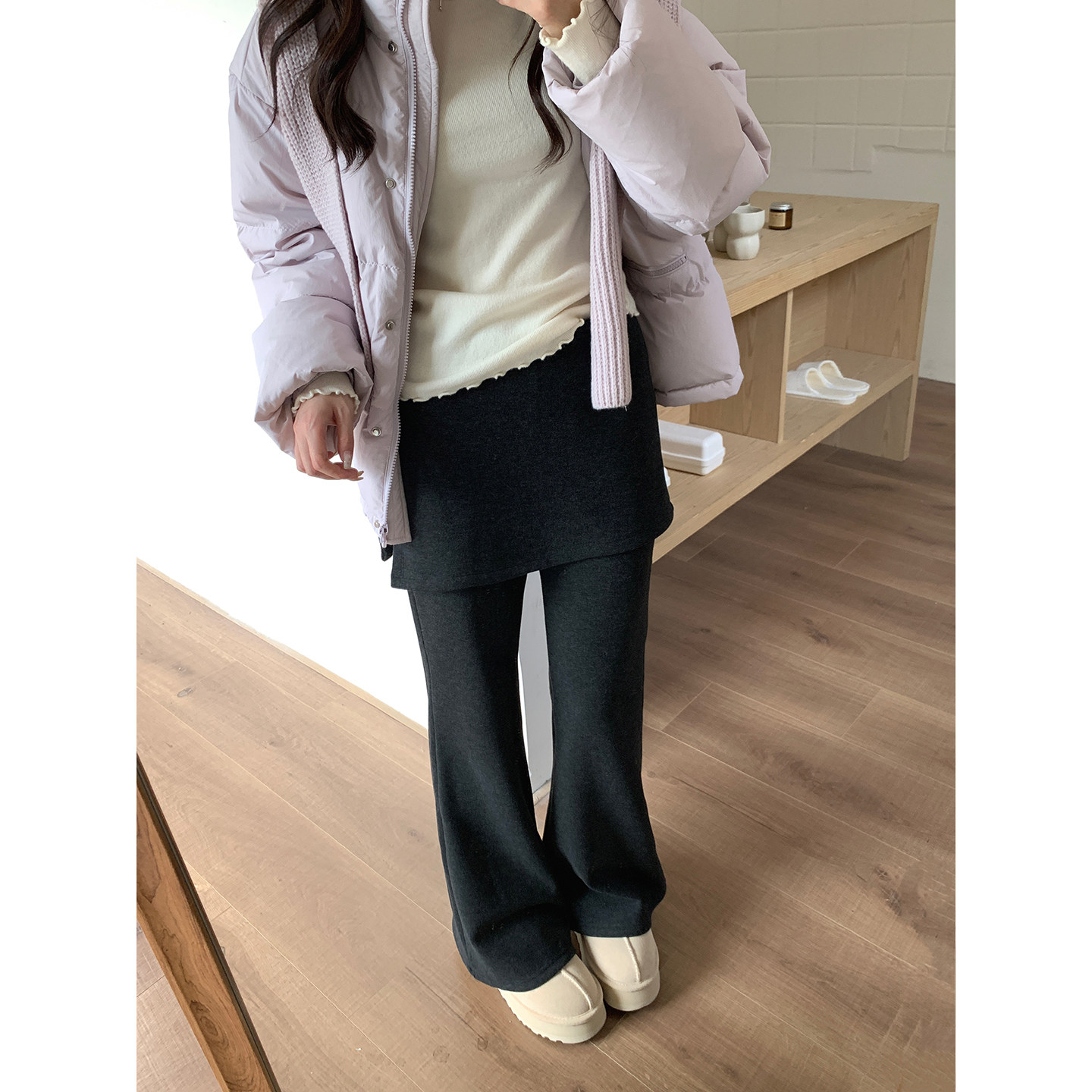 Even一雯【韩模腿精】韩系高智秋冬加厚高腰显瘦屁帘微喇休闲长裤,女装/女士精品,休闲裤,淘宝优惠券,粉丝福利购,淘宝优惠卷