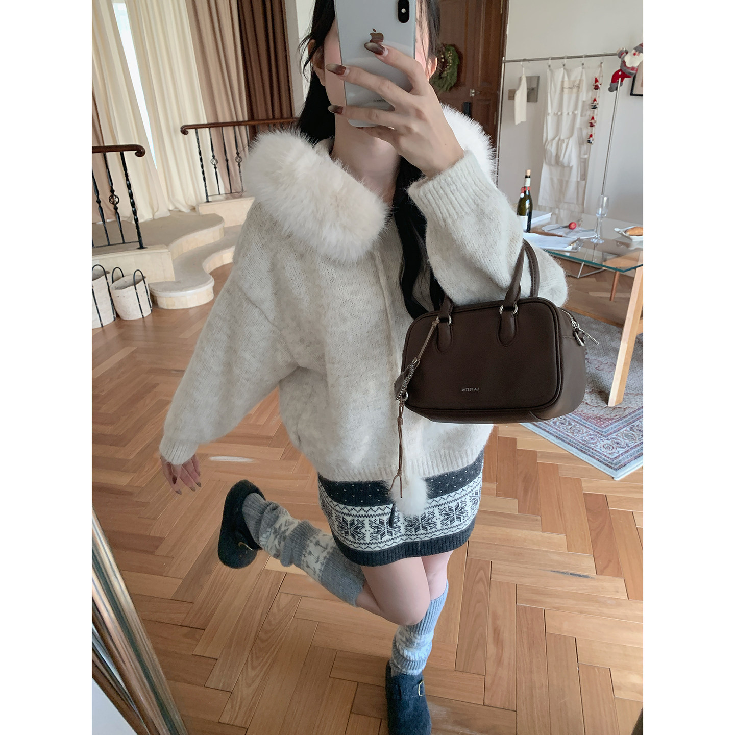 Even一雯【小雪未停】韩系高智含羊毛慵懒费尔岛百搭日常针织半裙,女装/女士精品,半身裙,淘宝优惠券,粉丝福利购,淘宝优惠卷