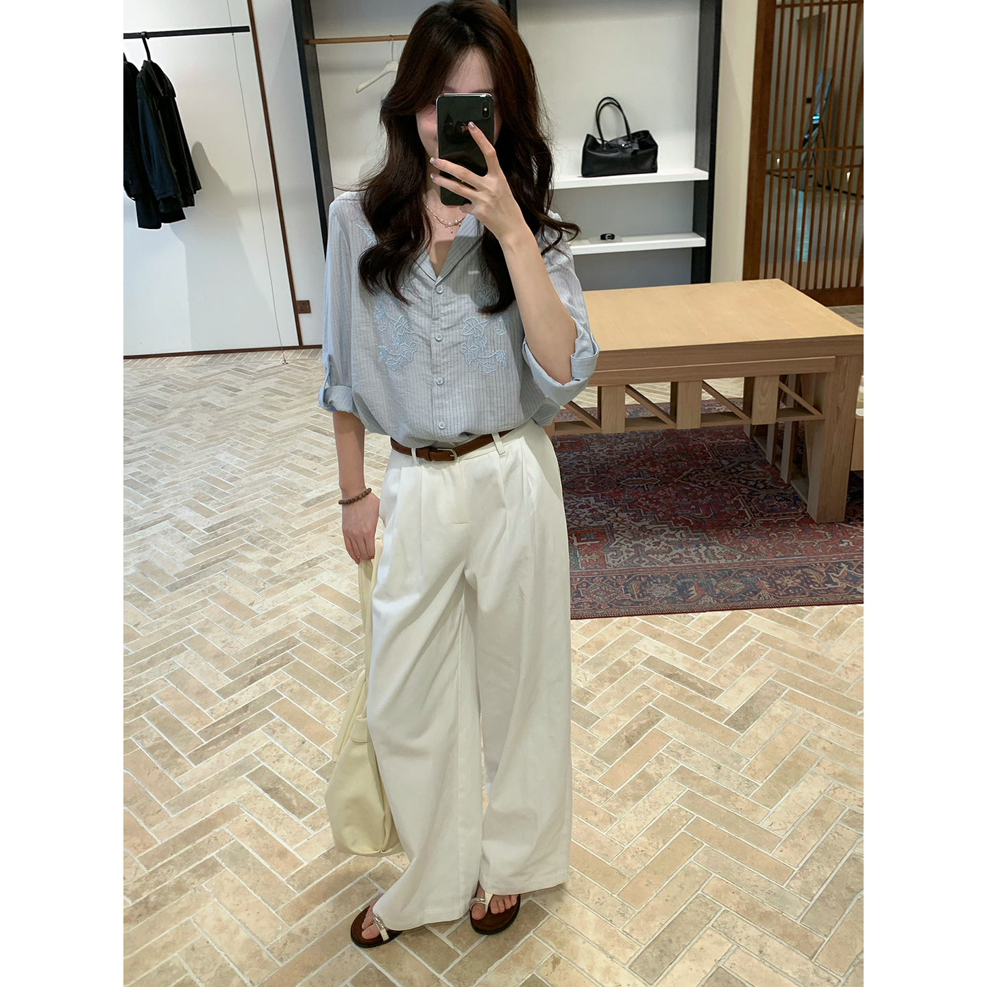 韩系高智感100棉宽松休闲长裤