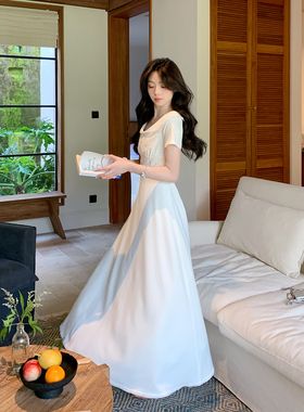 Even一雯【迷踪花园】韩系高智感刺绣花边温柔甜美小白裙连衣裙