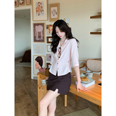 衬衫 Even一雯 显瘦POLO领气质修身 韩系高智感半袖 高智office