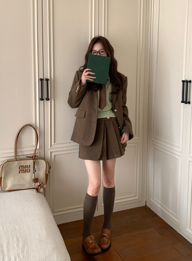 Even一雯【文学系学姐半裙】韩系高智秋冬咖色精致设计感百搭半裙