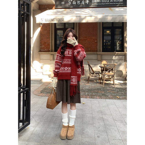 Even一雯【栗子朗姆】韩系高智秋冬百搭针织休闲慵懒感半身中长裙