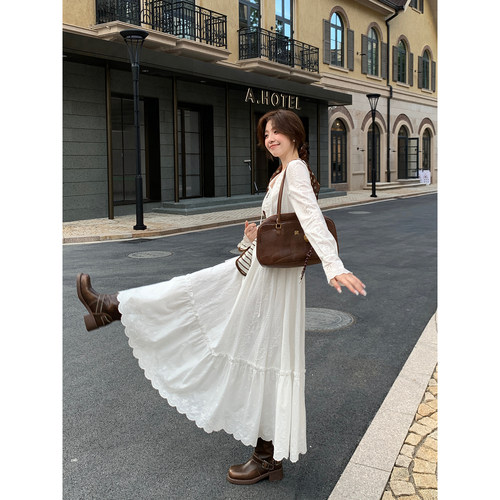 Even一雯【梦旅人】韩系高智感法式温柔精致镂空刺绣100棉连衣裙