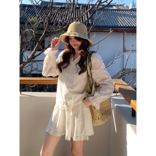 韩系高智气质温柔两件套纯棉上衣＋半裙套装 Even一雯 奶泡甜心
