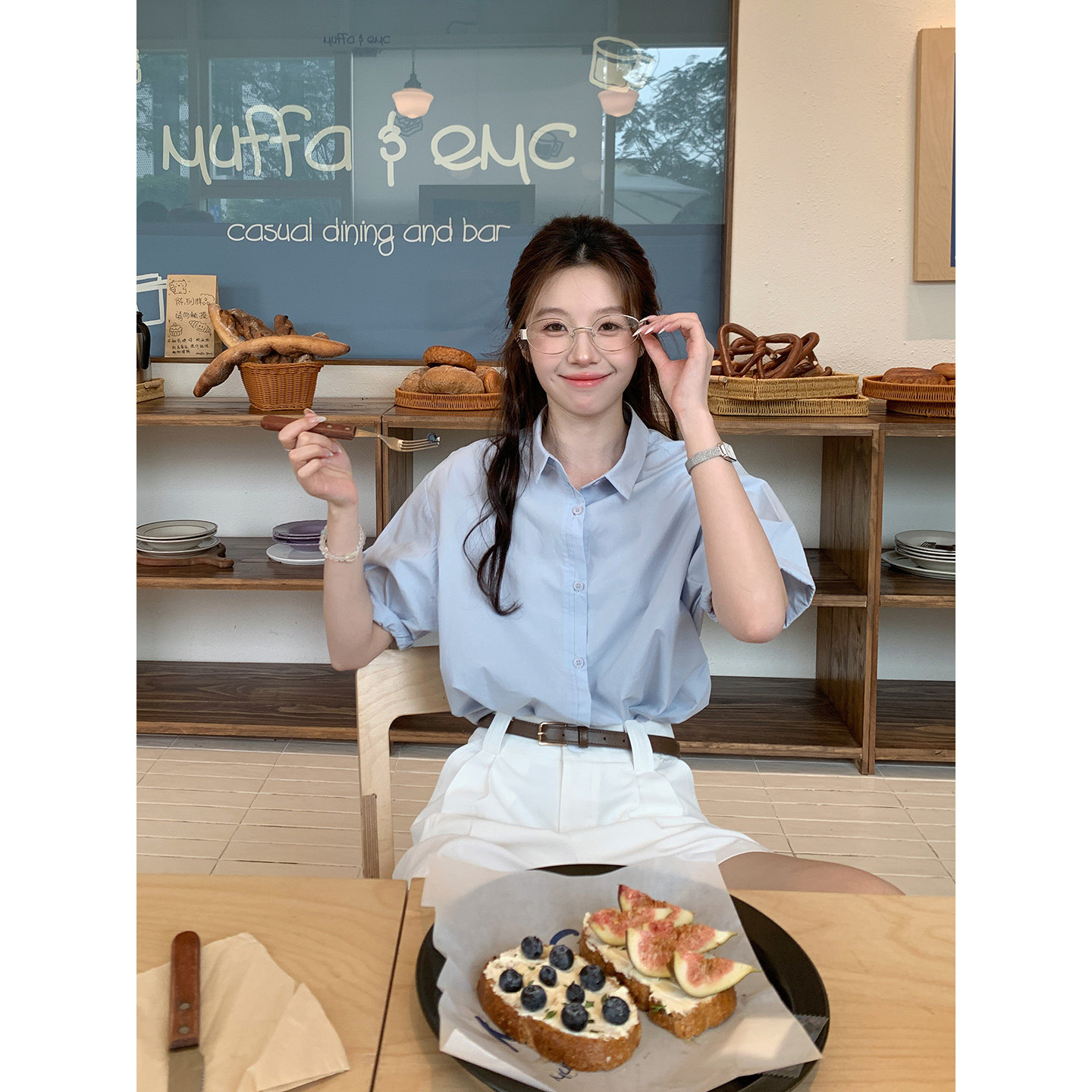 韩系高智感休闲宽松短袖衬衫