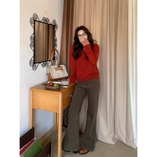 微喇直筒牛仔裤 韩系高智感秋冬磨毛休闲韩版 直腿特效 Even一雯