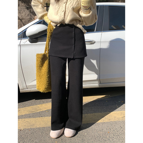 Even一雯【两穿神裤】韩系高智秋冬两穿加绒厚款显腿直休闲屁帘裤