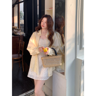 百搭通勤防晒上衣 韩系高智黄色天丝醋酸衬衫 Even一雯 舒适回归