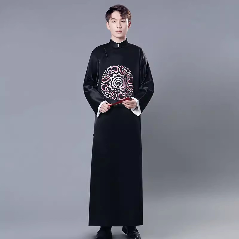 新中式马褂男士长袍男款相声服大褂演出服男中国风立领主持人长衫