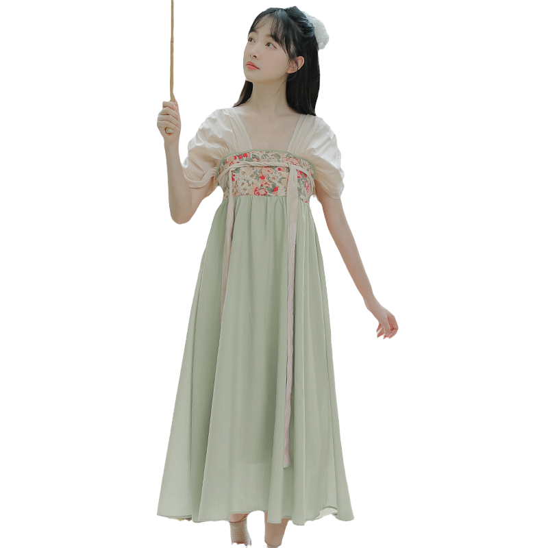 薄荷绿新中式汉服女成人夏款超仙改良版通勤中国风汉元素日常裙子