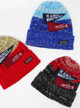 儿童帽子日系男女童DD加厚加绒毛线帽中大童套头护耳冬帽复古线帽