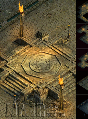 传奇地砖地图素材 落日神庙5层 高清独立彩砖套图 无缝封边-YD101