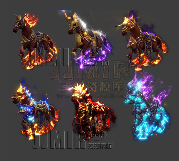 传奇坐骑素材 8方向 古代名驹赤兔绝影 传奇游戏战骑 png格式 6组