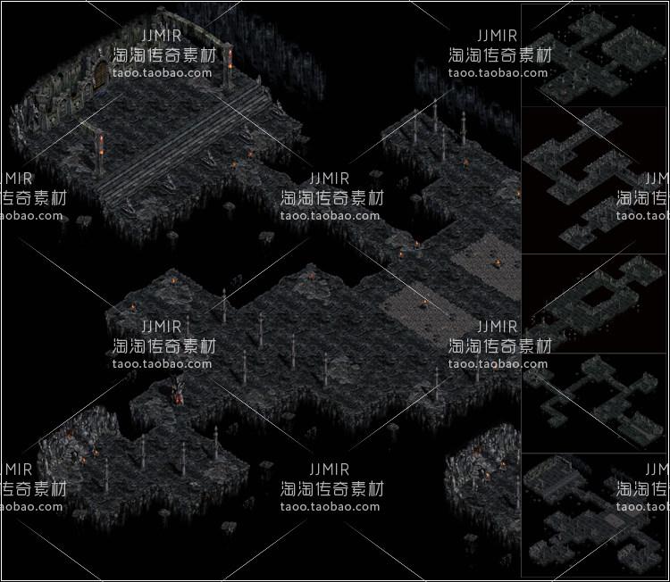 传奇地图素材 传世系列 魔域1-5层 高清独立地砖地图/原图-YD171