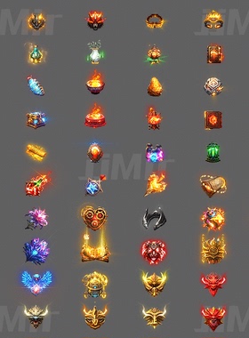 传奇首饰素材 60组 复古微变 四格特殊首饰内观 PNG格式 TS555-3