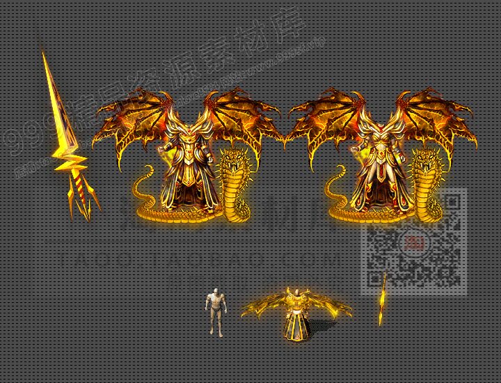 传奇装备 冰雪复古 精品 男女神龙剑甲套装 PNG格式素材 - TZ1125