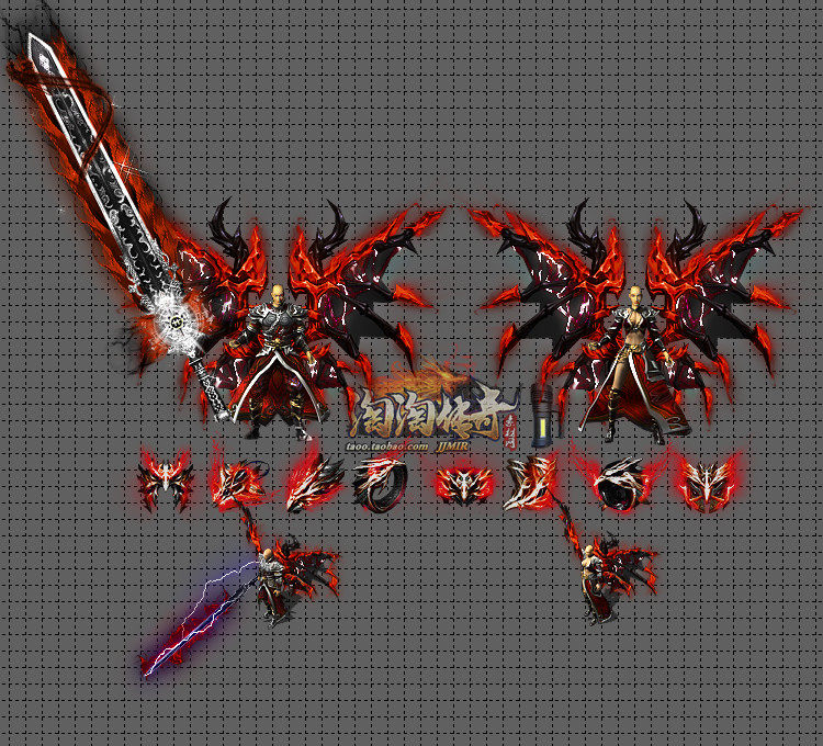 传奇剑甲素材 复古微变 红色翅膀 男女分体衣服武器首饰套装,商务/设计服务,设计素材/源文件,淘宝优惠券,粉丝福利购,淘宝优惠卷