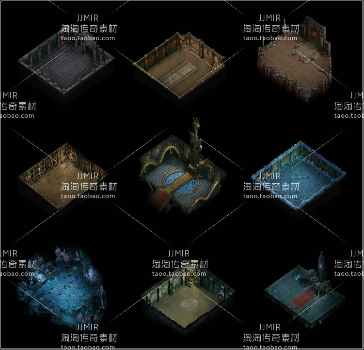 传奇地图素材 9合1副本活动地图 高清独立地砖 无缝封边-HD295