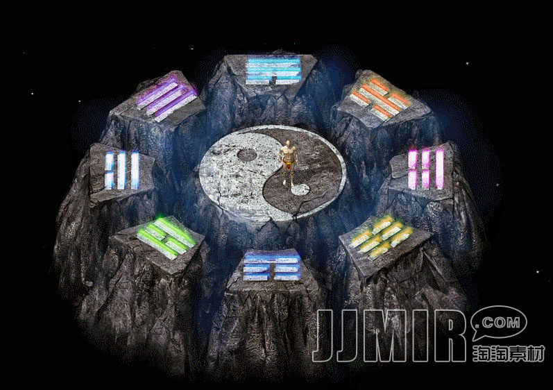 传奇地砖地图素材 小型副本 太极阵 动态独立地砖 无缝封边 HD164