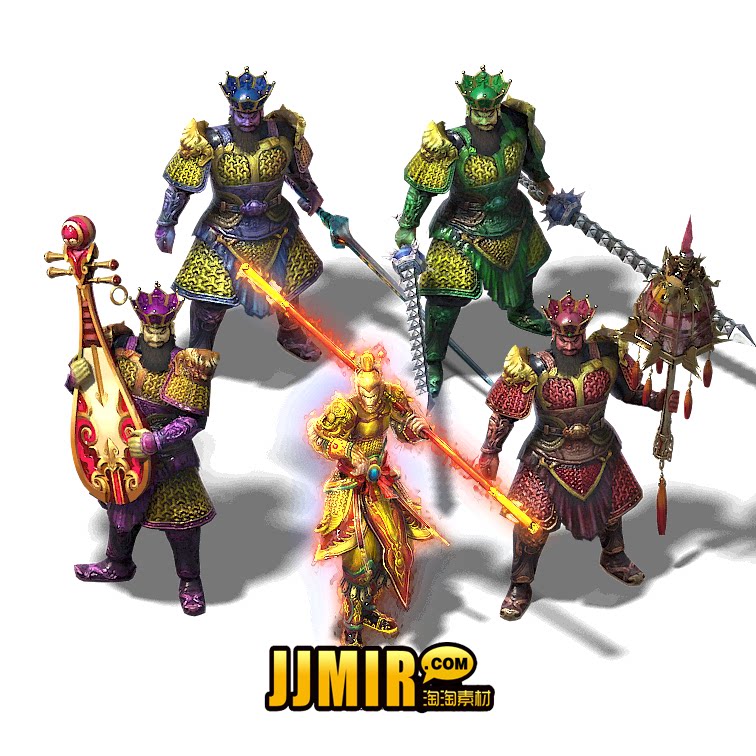 传奇怪物素材 8方向 美猴四天王 高清怪物 png格式 游戏怪物 5组