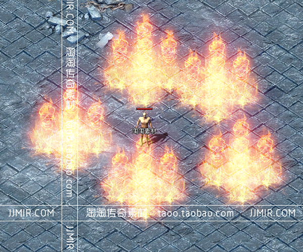传奇技能素材 火系 高清火墙 目标播放型技能 png/bmp含补丁格式