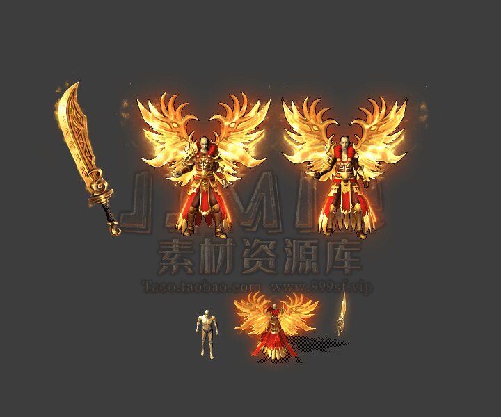 传奇装备 冰雪复古沉默 男女分体剑甲 套装素材 PNG格式-TZ1215