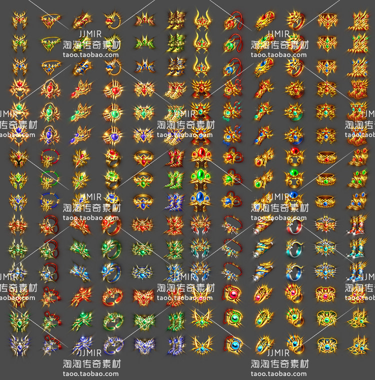 传奇首饰素材 微变三职业 特效一体高清动态首饰装备 60组打包