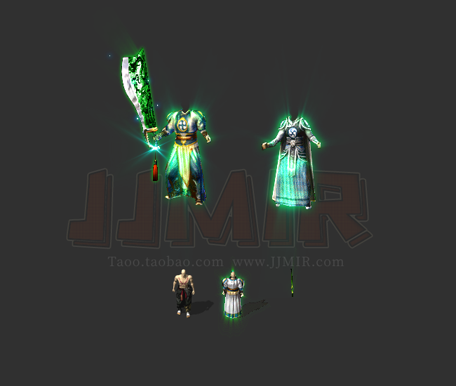 传奇剑甲素材 复古沉默 男女青龙战甲绿玉屠龙武器套装 tz548-4