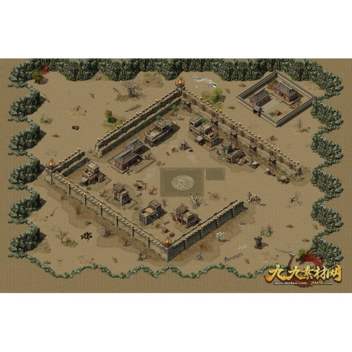 传奇地图素材 传战城镇系列 沙漠土城 高清动态独立地砖 无缝封边