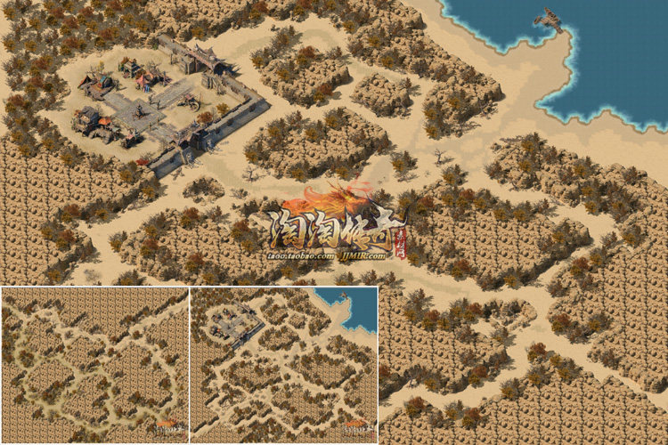 传奇地砖地图素材 沙漠遗迹1-2层 高清地砖 无缝封边 修复版