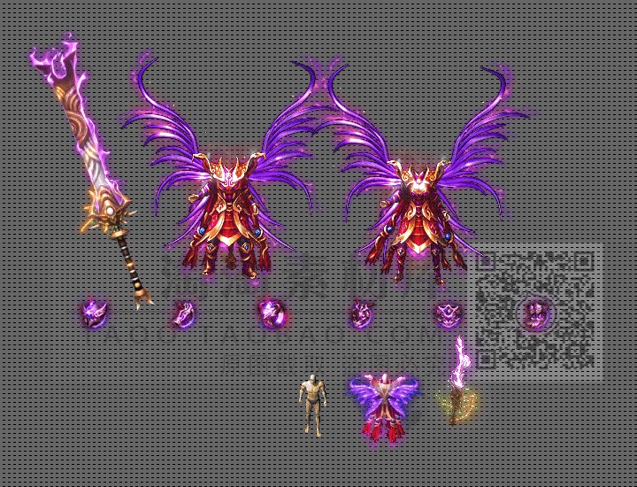 传奇装备 冰雪复古 男女衣服武器/首饰 分体剑甲套装素材- TZ1100