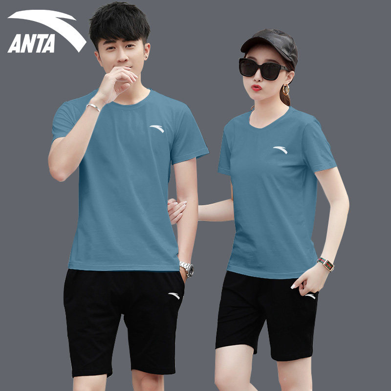 安踏速干运动套装男女通用透气冰丝情侣短袖夏季2026新款跑步服装