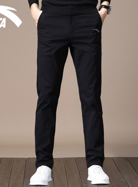 安踏运动裤长裤男直筒黑色冬季新款宽松透气显瘦休闲卫裤男士裤子